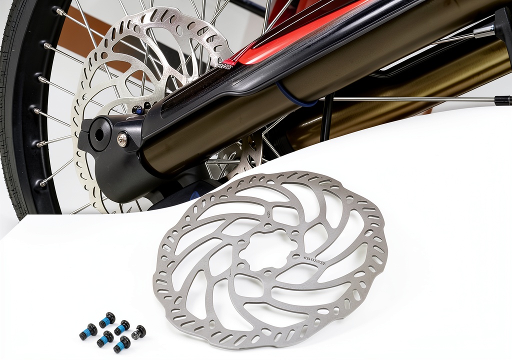 Installing Surron Light Bee Brake Disc JFG RACING Steel on a wooden desk
