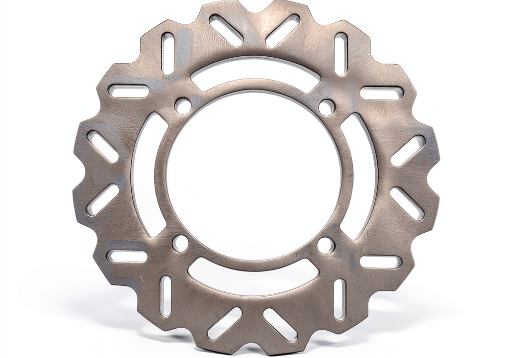 NICHE rear disc brake rotor installed on a Kawasaki KX250 on a mountain trail